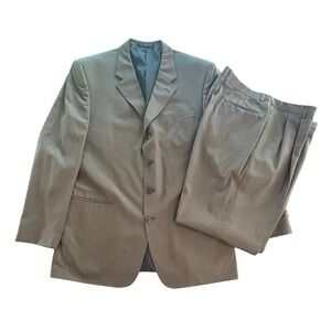 Jones New York Wool Silk Brown Tailored Jacket Blazer Matching Pants Mens Sz L44